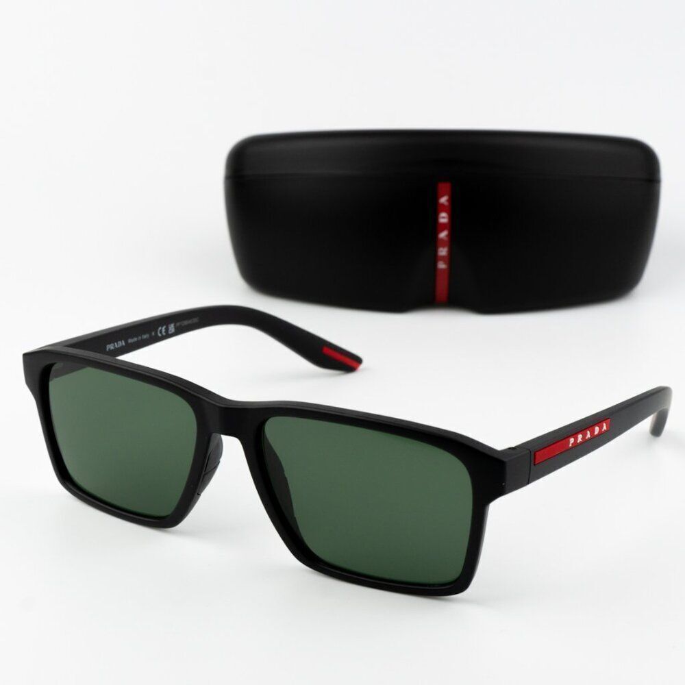 NEW Prada Linea Rossa PS05YS DG006U Black Rubber Tuning Green Rectangle Unisex